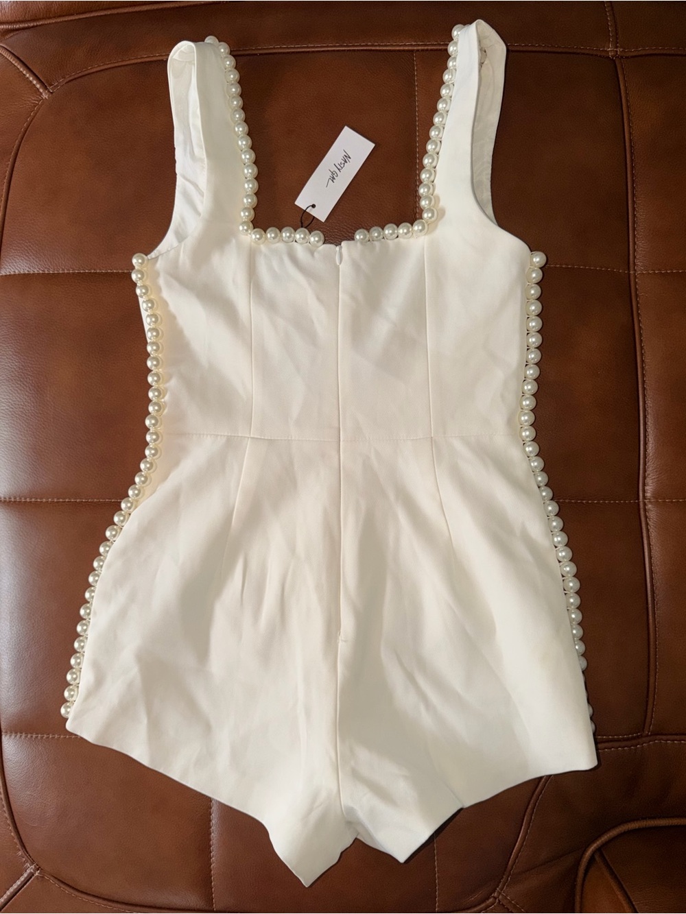 Nasty Gal White Pearl-Trim Cutout Romper - Picture 7 of 7